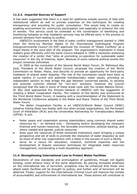 Water security and peace: a synthesis of studies ... - unesdoc - Unesco