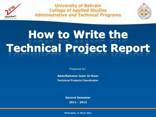 Contents of the Project's Report