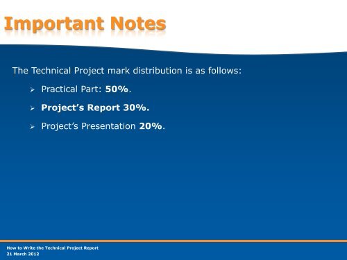 Contents of the Project's Report