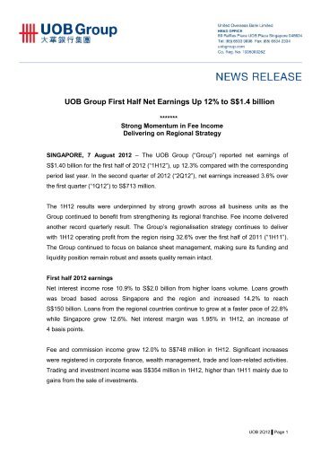 News Release - United Overseas Bank