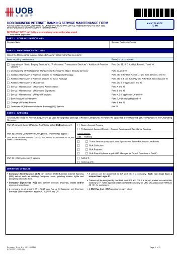 uob business internet banking service maintenance form - United ...