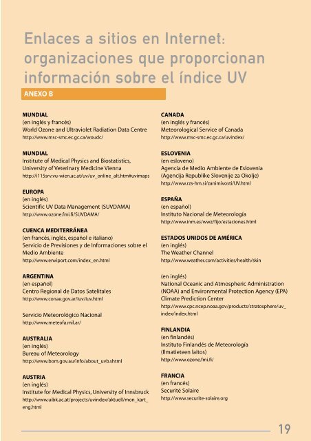 Indice UV solar mundial - World Health Organization