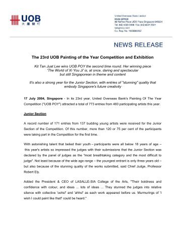 The 23rd UOB Painting of the Year Competition and Exhibition