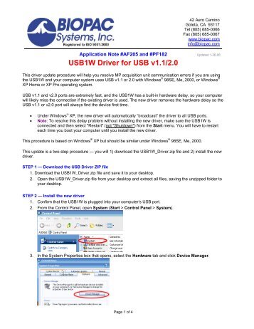 update procedure - Biopac