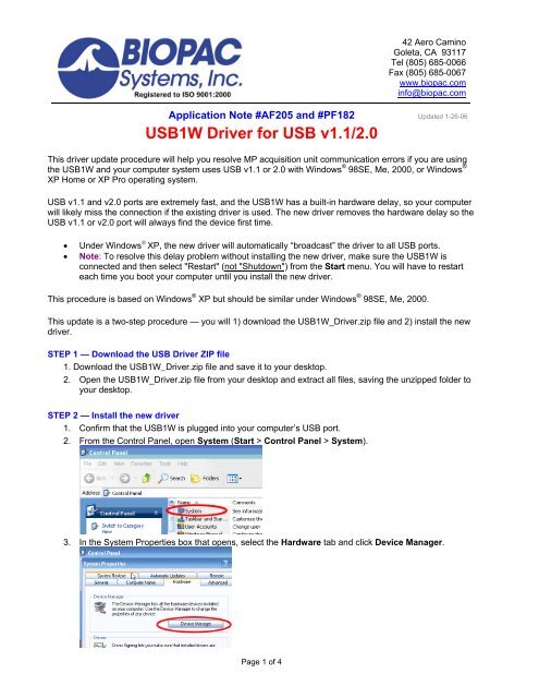 Biopac USB Devices Driver Download