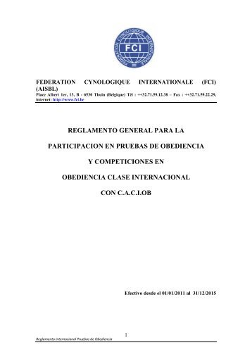 Reglamento para competiciones de Obediencia Clase Internacional ...