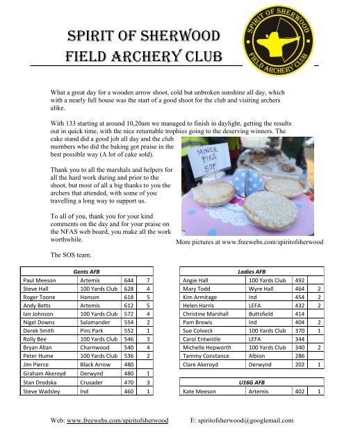 Spirit of Sherwood Archery Club