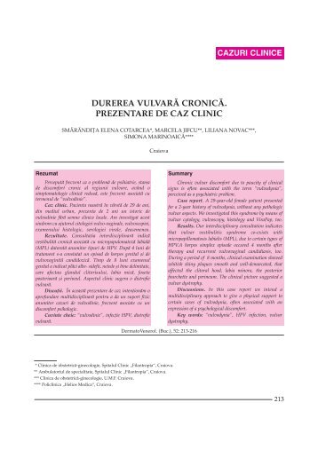 Durerea vulvara cronica. Prezentare de caz clinic