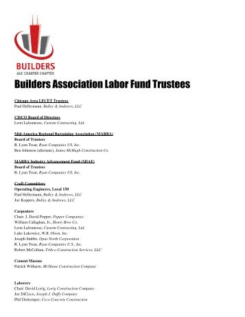 A list of contractor representatives from all local associations on ...