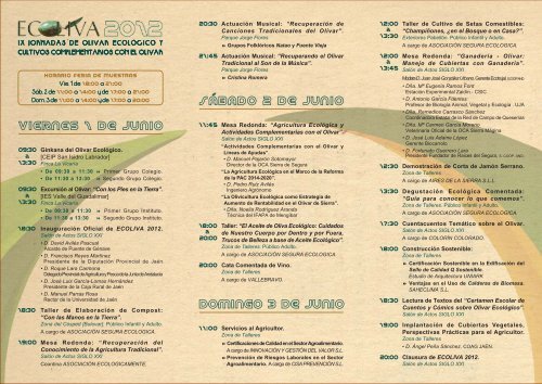 Programa de ECOLIVA 2012. - Ayuntamiento de Puente de GÃ©nave