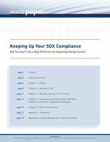 Keeping Up Your SOX Compliance WHITE paper