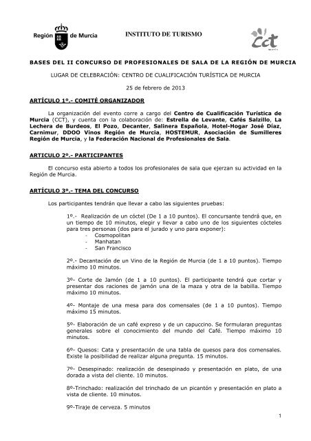 BASES II Concurso Profesionales de Sala RegiÃ³n de Murcia