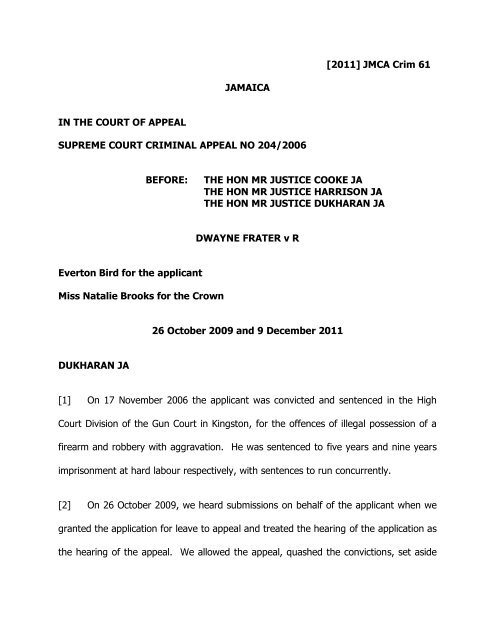 Frater Dwayne V R Pdf The Court Of Appeal