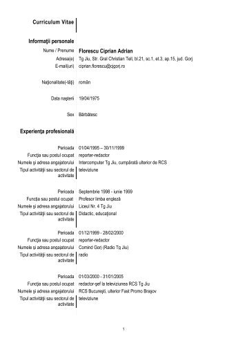 Curriculum Vitae - Consiliul JudeÅ£ean Gorj