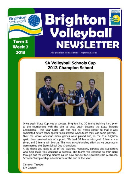 Volleyball Newsletter - Brighton Secondary School