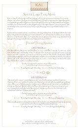 Private Menu - Sheraton Wild Horse Pass Resort & Spa