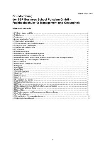 BSP Grundordnung 2010-01-05 - BSP Business School Berlin ...