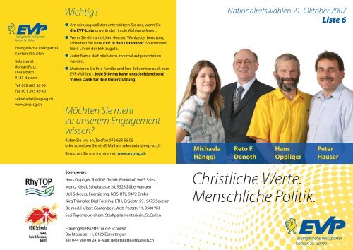 Christliche Werte. Menschliche Politik. - EVP Kanton St.Gallen