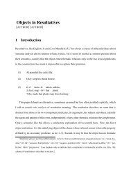 Objects in Resultatives - Linguistics