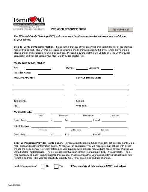 Provider Response Form (1-13) (PDF) - Family PACT