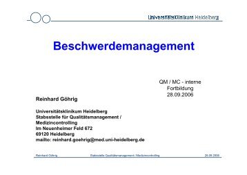 Beschwerdemanagement - UniversitÃ¤tsKlinikum Heidelberg