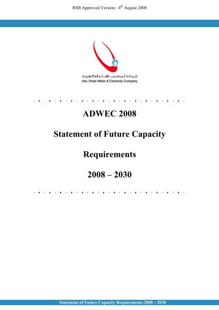 ADWEC 2008 Statement of Future Capacity Requirements 2008 ...