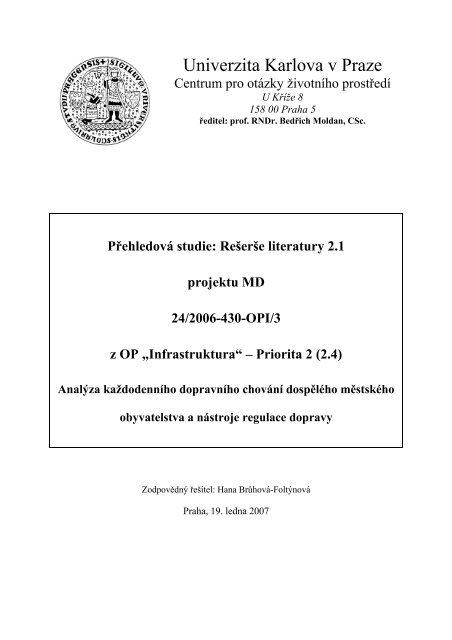 pdf (569 kb) - Centrum pro otÃ¡zky Å¾ivotnÃ­ho prostÅedÃ­ UK - Univerzita ...