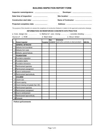 BUILDING INSPECTION REPORT FORM