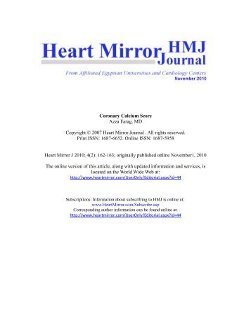 Coronary Calcium Score Azza Farag, MD ... - HeartMirror.com