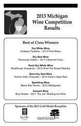 View the list of medal-winning wines! - Michigan Wines