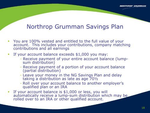 The Northrop Grumman Severance Plan - Benefits Online
