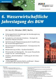 6. Wasserwirtschaftliche Jahrestagung des BGW - TAM