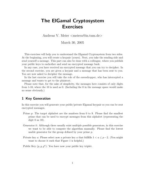 Meier Andreas The ElGamal Cryptosystem - Exercises.pdf