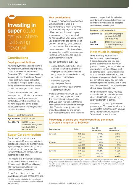 Welcome to RBF Information in this brochure is ... - SuperFacts.com