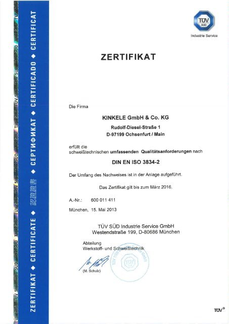 Download: DIN EN ISO 3834-2 bis 03.2016 - Kinkele GmbH & Co. KG