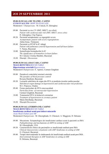 PROGRAMUL FINAL CNC 2011 - Societatea Romana de Cardiologie