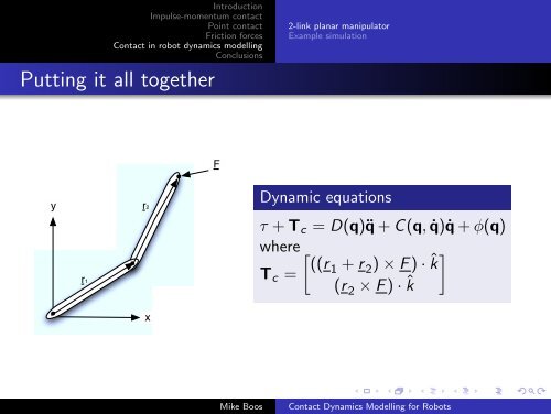 Contact Dynamics Modelling for Robots