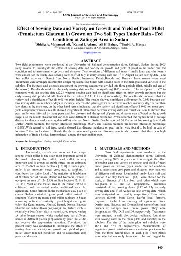 Effect of Sowing Date and Variety on Growth and Yield of Pearl Millet