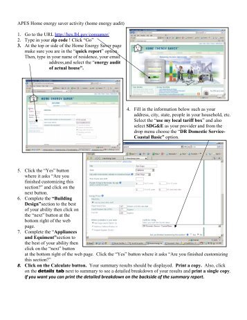 APES Home energy saver activity (home energy audit) - Teacher