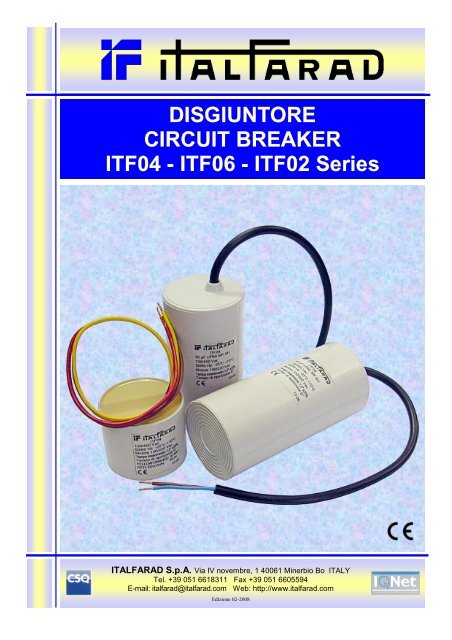 DISGIUNTORE CIRCUIT BREAKER ITF04 - ITF06 - ITF02 Series