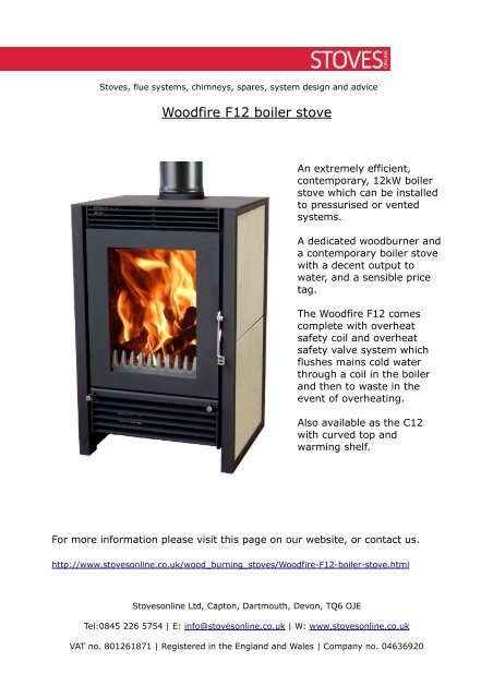 Woodfire F12 boiler stove - Stoves Online