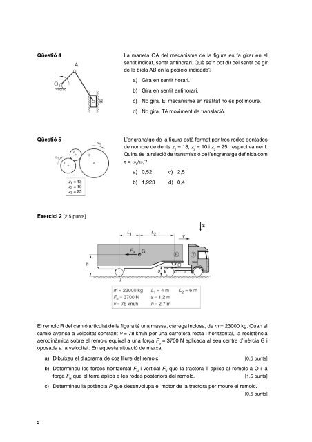 PAU. Examen Mecànica - IES Pere Fontdevila