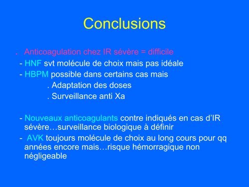 Quelle anticoagulation en cas d insuffisance renal