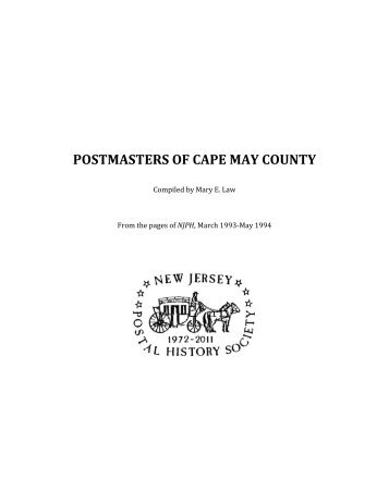 postmasters of cape may county - New Jersey Postal History Society