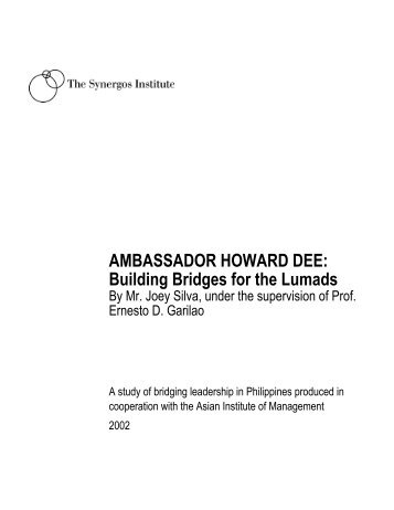 Ambassador Howard Dee: Building Bridges for the Lumads - Synergos