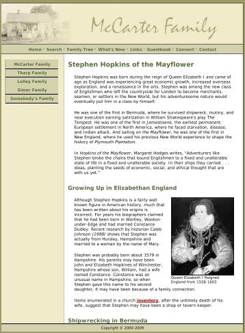 Stephen Hopkins of the Mayflower - Adkins-Horton Genealogy