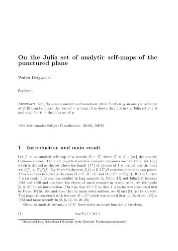 On the Julia set of analytic self-maps of the punctured plane