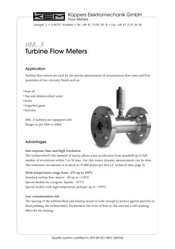 HM...F Turbine Flow Meters