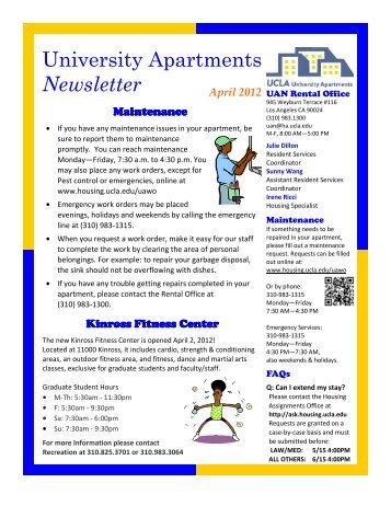 University Apartments Newsletter April 2012 UAN ... - UCLA - Housing