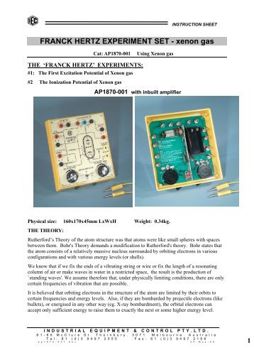 1 FRANCK HERTZ EXPERIMENT SET - xenon gas